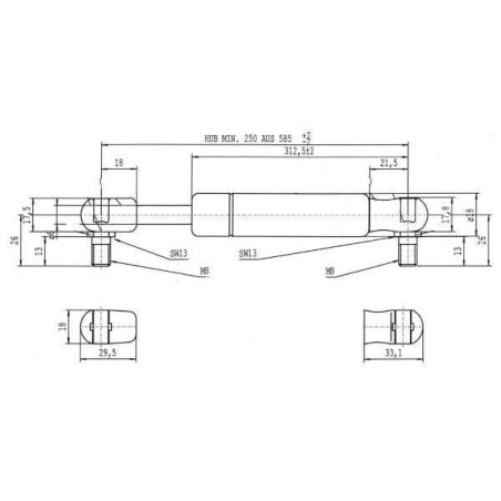 Sprężyna gazowa L586 mm 500N Stabilus