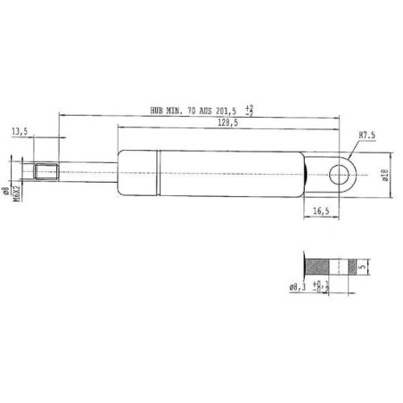 Sprężyna gazowa L215 mm 180N Stabilus