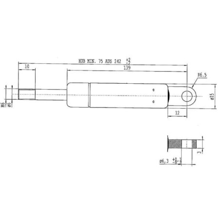 Sprężyna gazowa L242 mm 100N Stabilus