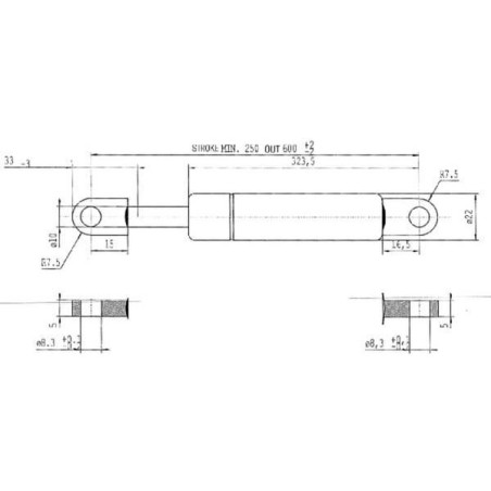 Sprężyna gazowa L600 mm 200N Stabilus