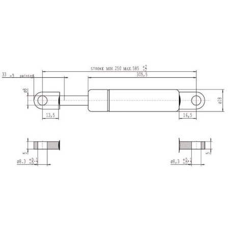 Sprężyna gazowa L585 mm 150N Stabilus