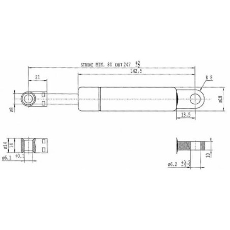 Sprężyna gazowa L247 mm 250N Stabilus