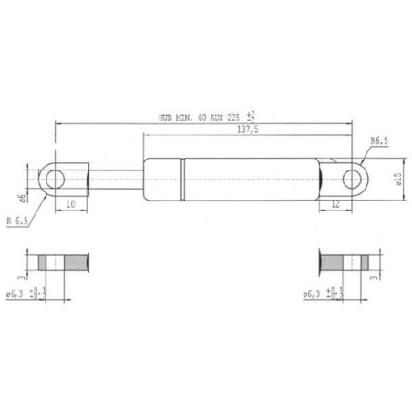 Sprężyna gazowa L225 mm 75N Stabilus