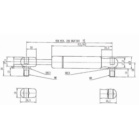 Sprężyna gazowa L585 mm 100N Stabilus