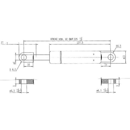 Sprężyna gazowa L225 mm 120N Stabilus