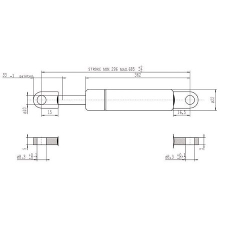 Sprężyna gazowa L685 mm 800N Stabilus