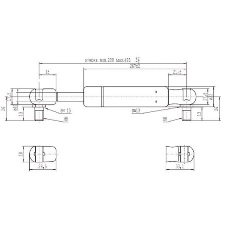 Sprężyna gazowa L485 mm 1150N Stabilus