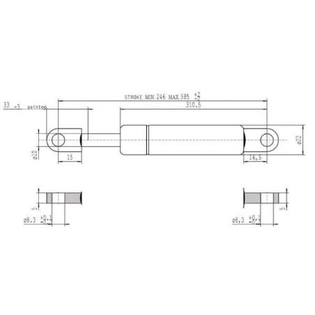 Sprężyna gazowa L585 mm 1000N Stabilus