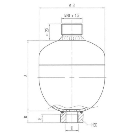 Akumulator membranowy spawany typ ELM Parker, 1.0 l 20 bar