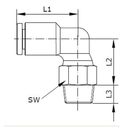 "Złącze wtykowe kątowe, obrotowe, gwint zew. 3/8"" 6 mm Kramp"