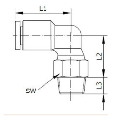 "Złącze wtykowe kątowe, obrotowe, gwint zew. 1/4"" 6 mm Kramp"