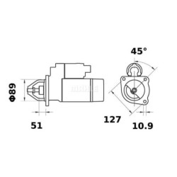 Starter 12V, 3.2kW, 10-teeth, CW, with reduction gear, Mahle