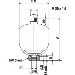 Akumulator membranowy spawany typ ELM Parker, 0.75 l 30 bar