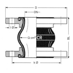 Łącznik ruchomy z kołnierzem stalowym typ ERV-CR Elaflex, DN400