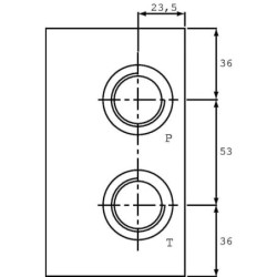 Podstawy stopy Cetop 05 typ ES5 B 12 LLY, ES 5-B-1/2-LLY, ogranicznik boczny, AB+PT