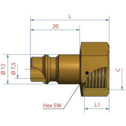 Króciec narzędziowy gwint wew. M14x1.5