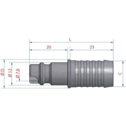 Króciec narzędziowy na wąż 8 mm