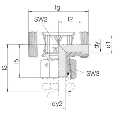 Złącze trójnikowe z nakrętką symetryczne M14x1.5 6S