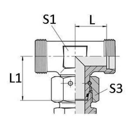 Złącze trójnikowe z nakrętką symetryczne M18x1.5 12L