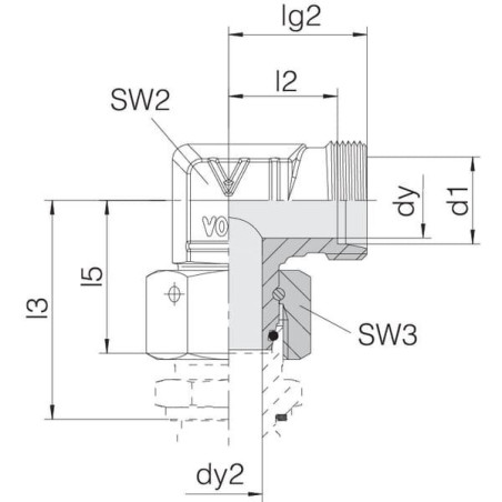 Złącze kolankowe z nakrętką M26x1.5 18L