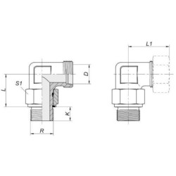 "Przyłącze kątowe nastawne z uszczelką 1/4"" BSP - M18x1.5 12L"