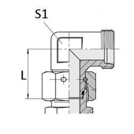 Złącze kolankowe z nakrętką M22x1.5 15L