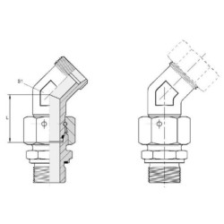 Złącze kolankowe 45° z nakrętką M16x1.5 10L