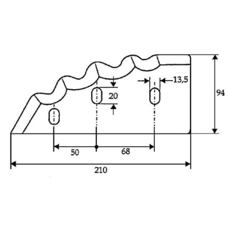 Nóż paszowozu 210x94 mm owalny otwór 20x13.5 mm pasuje do Scariboldi