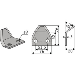 Nóż paszowozu 76x76x3 mm pasuje do Marmix/Strautmann