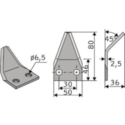 Nóż paszowozu 80x50x2.5 mm pasuje do Luclar/Scariboldi/Mutti