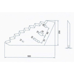 Nóż paszowozu 500x250x8 mm, pasuje do Siloking/Mayer