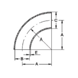 "Kształtka rurowa nr 900 kolano spawane 90° czarne, 6"" 152,4 x 3,0 mm"