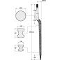 Ząb ładowacza, wygięty: 58 mm profil podwójne T 36x815 mm końcówka szpiczasta z nakrętką M22x1.5 czerwony SHW