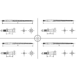 Ząb ładowacza, prosty, profil podwójne T 36x810 mm końcówka szpiczasta z nakrętką M22x1.5 czarny gopart