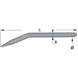 Ząb ładowacza, zagięty, profil okrągły 25x550 mm końcówka szpiczasta z otworem Ø 12.5 na kołek sprężysty czarny FST