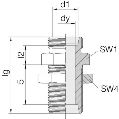 Złącze proste grodziowe M22x1.5 14S