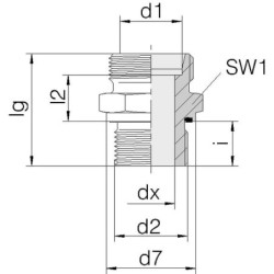 "Przyłącze proste z uszczelką 1-1/4"" BSP - M36x2 28L"