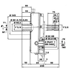 Multiplikator 30-ST-8-3.8 (M-F/Gr3) z tuleją/wałkiem