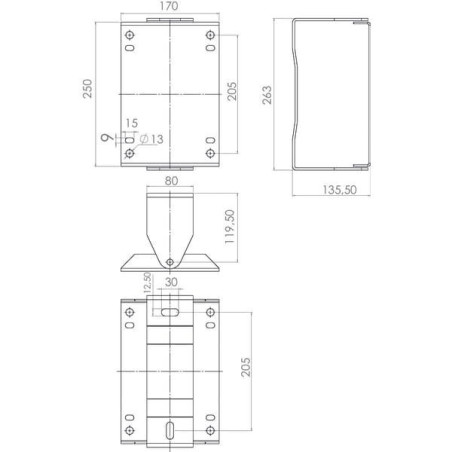 Przegubowy uchwyt ścienny 140x204mm SS