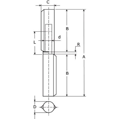 Zawias toczony V2A, 80 mm