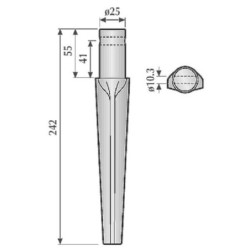 Ząb brony aktywnej, L=242 mm pasujący do Pegoraro