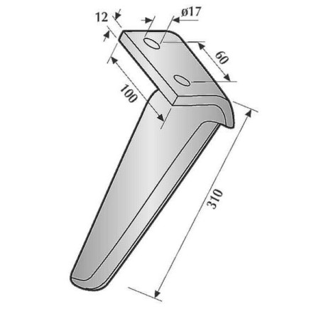 Ząb brony aktywnej, lewy, L=310 mm pasujący do Breviglieri, Kramp