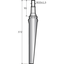 Ząb brony aktywnej, lewy, L=372 mm pasujący do Krone