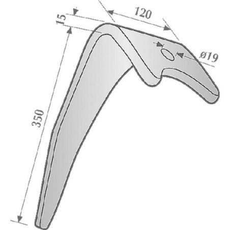 Ząb brony aktywnej, prawy, L=330 mm pasujący do Amazone, Kramp