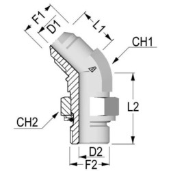 Złącze kolankowe 3/4 JIC x 1/2 BSP 45°