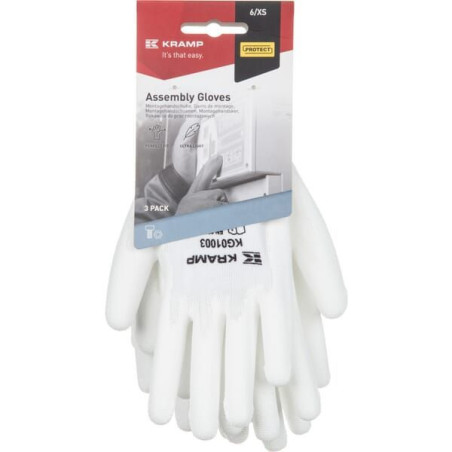 Rękawice robocze roz. 10/XL białe, 3-pak nylon/polyester L=26 cm Protect Kramp